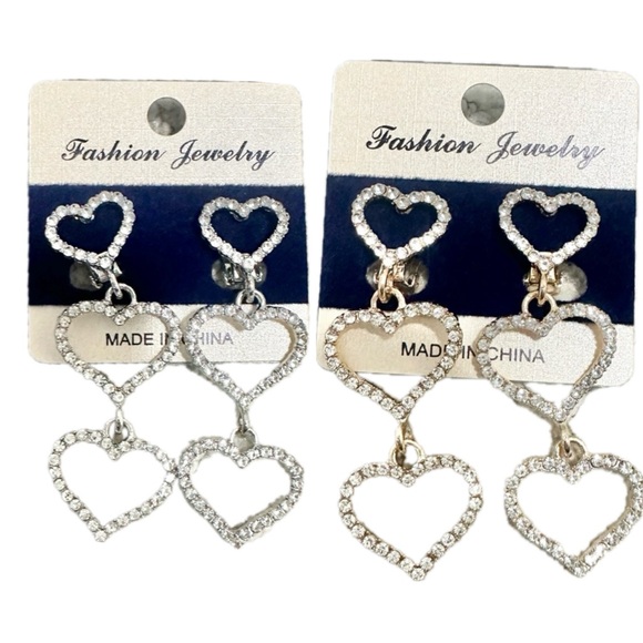 Fashion Jewelry - Sparkling Heart Clip On Earrings - Picture 1 of 3